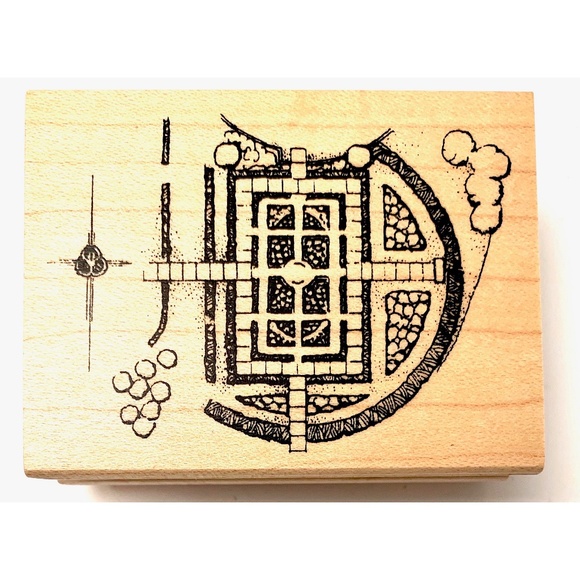 CLUB SCRAP Limited Edition Rubber Stamp Formal Garden Plan Mosaic Art UNUSED - Picture 5 of 6